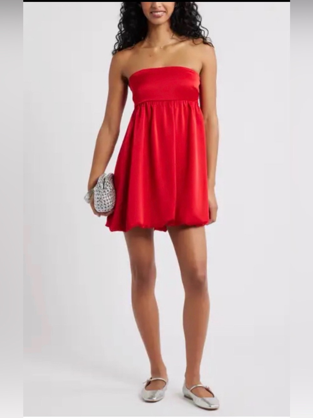 bp Red Strapless Bubble-Hem Mini Dress size XS